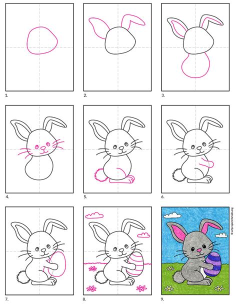 easter bunny drawing step by